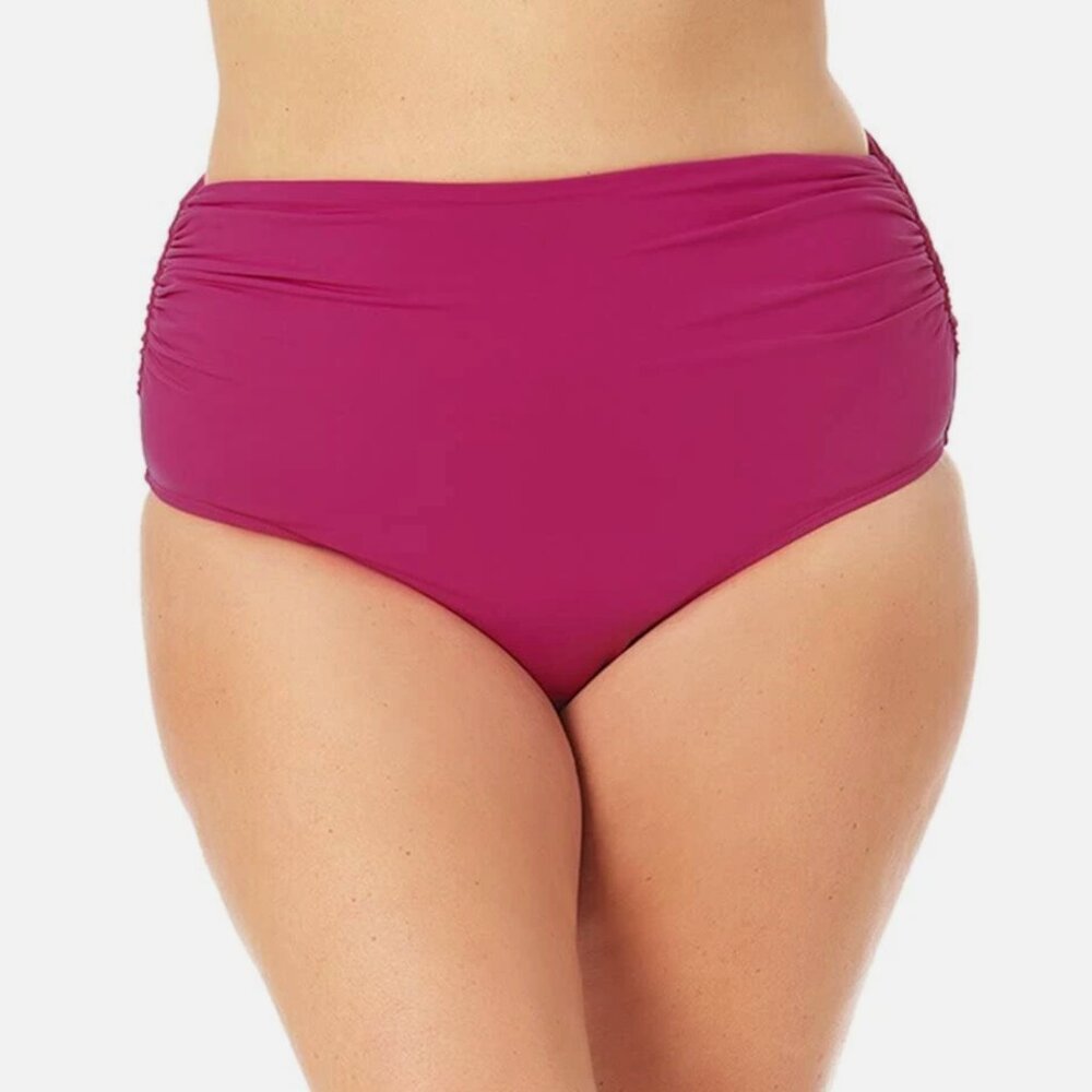 NWT Anne Cole Hi Waist Shirred Bikini Bottoms